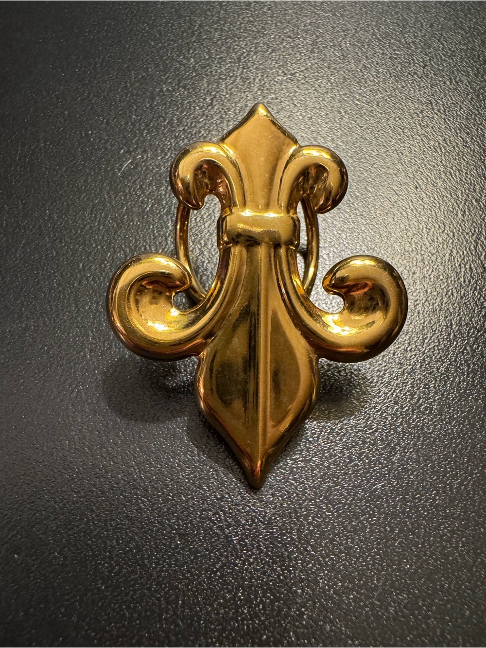Vintage Style Gold Tone Fleur de Lis Scarf Ring Slide - 2” Statement Accessory